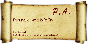 Putnik Arikán névjegykártya